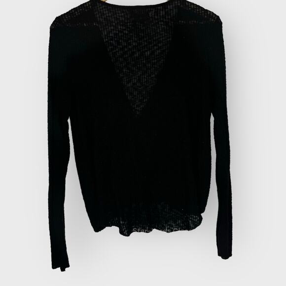 Urban Outfitters Wrap Knit Blouse | Medium Black Drapey Long Sleeve Minimalist - Picture 5 of 5